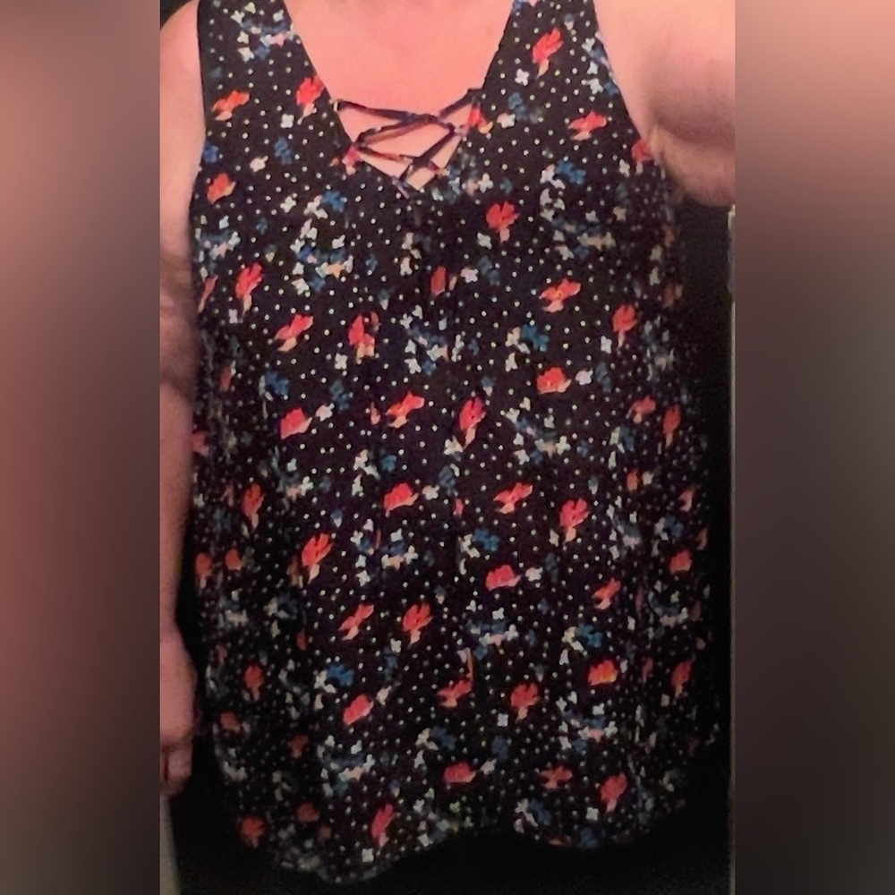 Torrid Black Floral Sleeveless Top